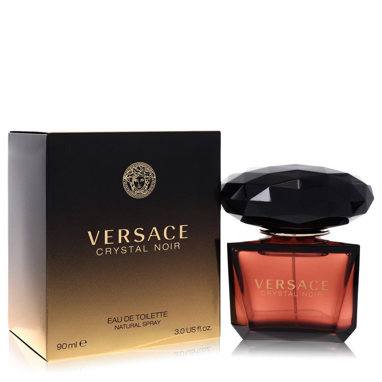 Versace Crystal Noir Eau De Toilette Spray 3 Oz For Women - Seductive Floral Fragrance With Black And White Accents