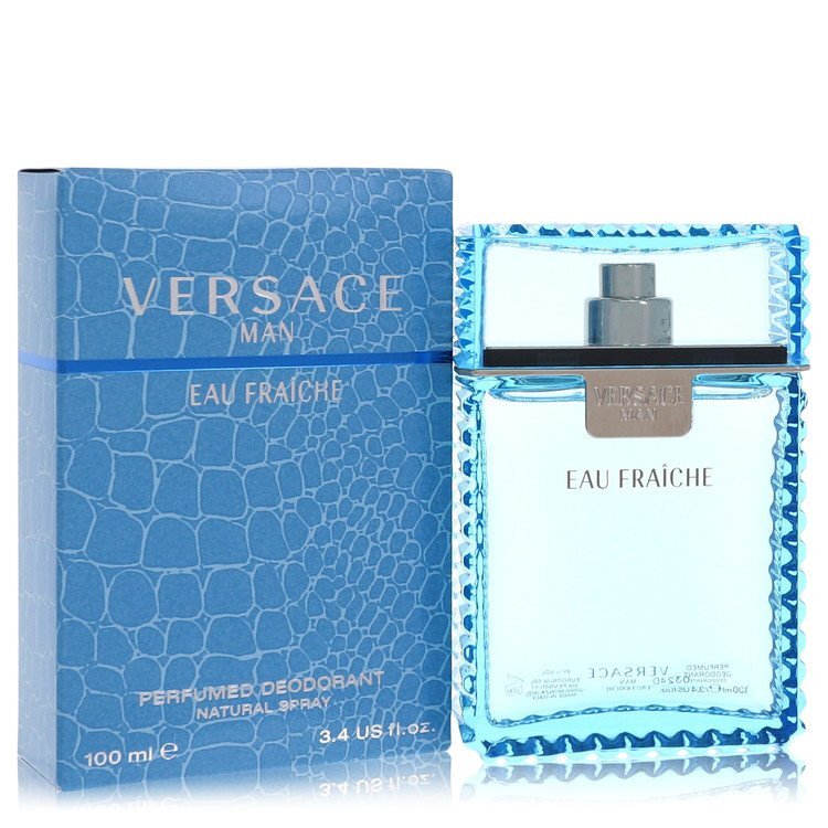Versace Man Eau Fraiche Deodorant Spray - Modern Masculine Zesty Scent With Subtle Woodsy Undertones, Blue