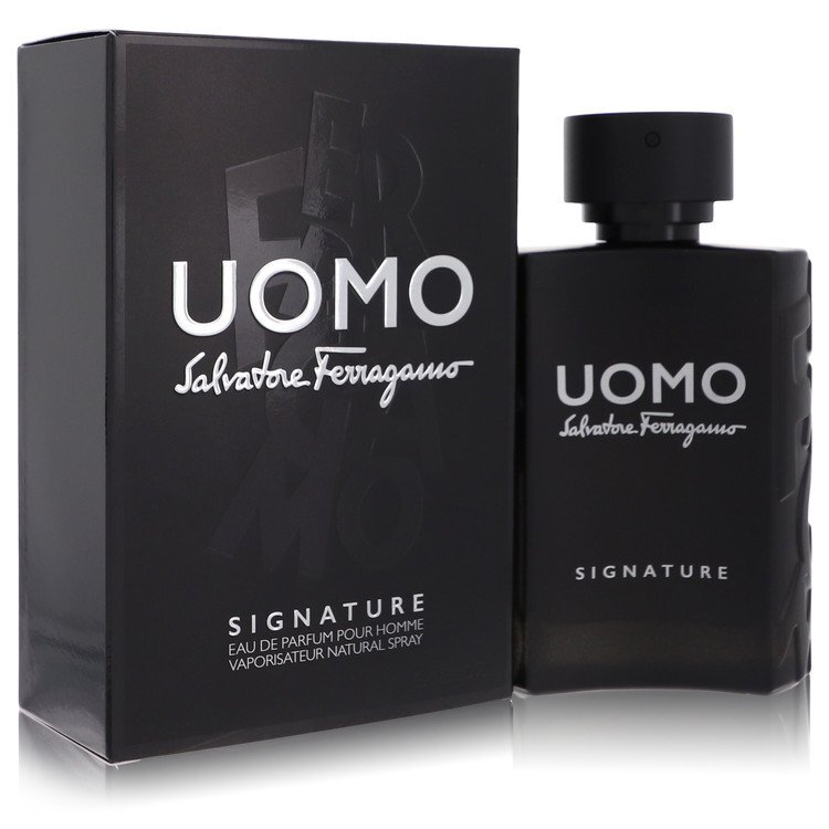 Salvatore Ferragamo Uomo Signature Eau De Parfum 3.4 Oz For Men - Bold Leather Fragrance Pairs With Black And White