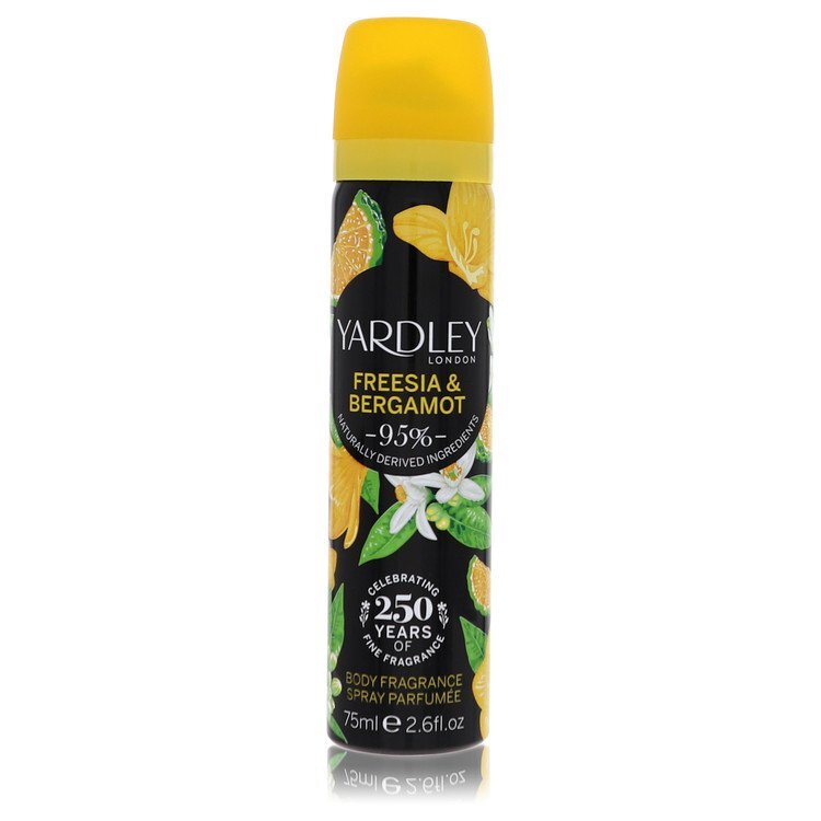 Yardley London Freesia And Bergamot Body Fragrance Spray - Fresh Floral Citrus Scent, Gold And Yellow Match