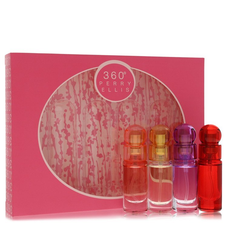 Perry Ellis 360 Gift Set - Four Piece Travel Mini EDP Sprays For Women Purple And Red Match